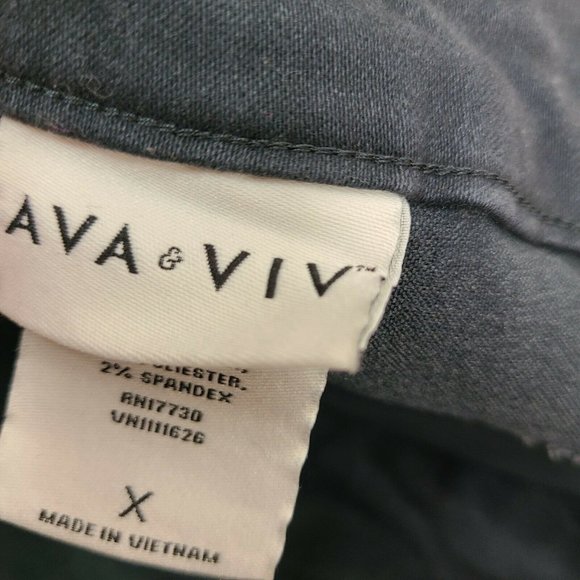 Ava & Viv Pants Womens Size X Solid All Gray Pull On Stretch Waist with Pockets - Picture 3 of 6